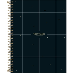 Caderno West Village - Fundo Preto com Quadriculado