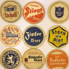 9 bolachas de chopp antigas da Alemanha - porta-copos cerveja