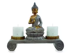 Buda Sobre Loto Porta velas 20 cm - 943p