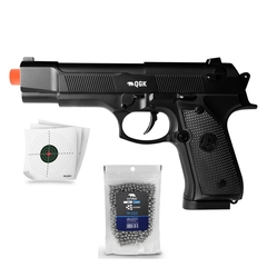 PISTOLA AIRSOFT SPRING FULL METAL SP92T 6MM QGK+ESFERAS+ALVO