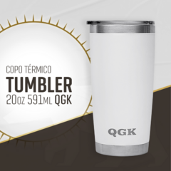 Imagem do COPO TÉRMICO TUMBLER 20 OZ 591 ML QGK BRANCO COM TAMPA