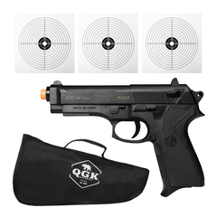 PISTOLA DE AIRSOFT SPRING SP92 6MM QGK + CAPA + ALVOS