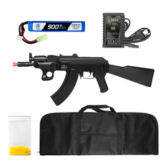 RIFLE AIRSOFT AEG 47 ALFA QGK +CAPA+BATERIA+RECARREGADOR+BBS