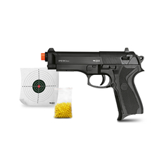 PISTOLA DE AIRSOFT SPRING SP92 6MM QGK + BBS + ALVO