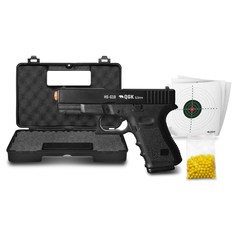 PISTOLA DE AIRSOFT SPRING HS-G19 6MM-QGK+MALETA+BBS+ALVO