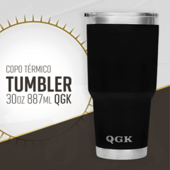 Imagem do COPO TÉRMICO TUMBLER 30 OZ 887 ML QGK PRETO COM TAMPA