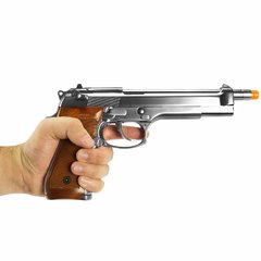 Pistola de Airsoft WE Gás GBB M92 Full Metal Blowback Cromada 6mm