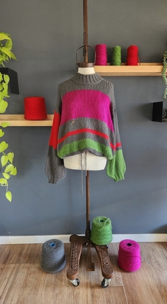 Sweater PLUTÓN Gris topo/ rojo/ verde menta/ uva - tienda online