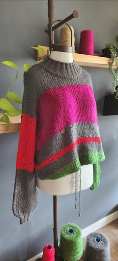 Sweater PLUTÓN Gris topo/ rojo/ verde menta/ uva - comprar online