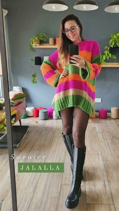 Sweater JALALLA camel/ magenta/naranja/ verde menta - tienda online