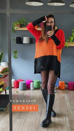 Sweater SENSEI Negro/naranja/rojo - Pura Vida Sweaters