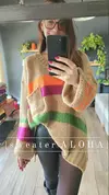 Sweater ALOHA Base camel / uva/ verde/ naranja