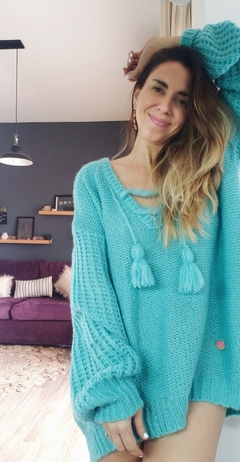 sweater Ponchón NUBE celeste - comprar online