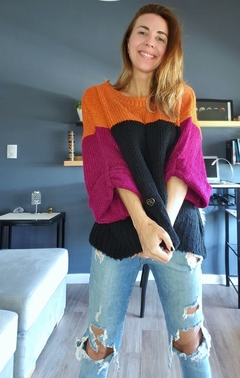 Sweater GAIA Negro/ladrillo/cereza - Pura Vida Sweaters