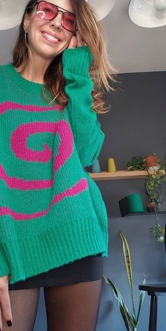 Sweater EXPANSIÓN Verde/fuxia en internet