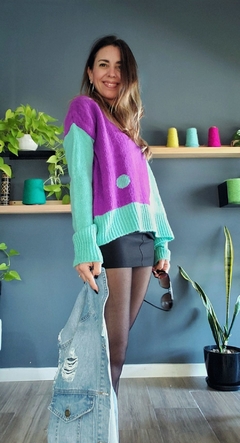 Imagen de Sweater YiN Aqua/violeta