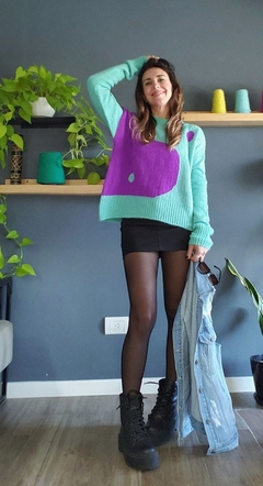 Sweater YiN Aqua/violeta - tienda online