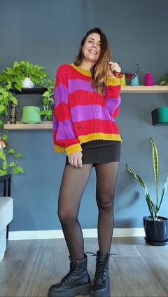 Sweater INDIA Rojo/violeta/mostaza - Pura Vida Sweaters