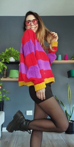 Sweater INDIA Rojo/violeta/mostaza en internet