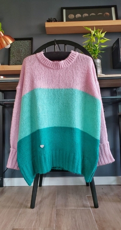 Sweater GANESHA Verde/aqua/rosa pastel - comprar online