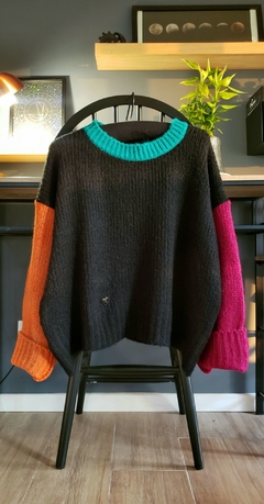 Sweater MAGIA negro/cereza/ladrillo/verde en internet