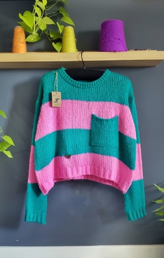 sweater MAGA verde esmeralda/ rosa chicle - comprar online