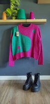 Sweater YiN verde/fuxia