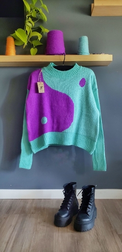 Sweater YiN Aqua/violeta - comprar online