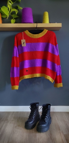 Sweater INDIA Rojo/violeta/mostaza