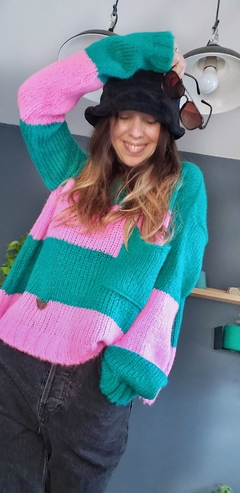 sweater MAGA verde esmeralda/ rosa chicle - Pura Vida Sweaters