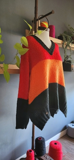 Sweater SENSEI Negro/naranja/rojo - tienda online