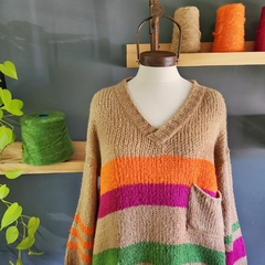 Sweater ALOHA Base camel / uva/ verde/ naranja en internet