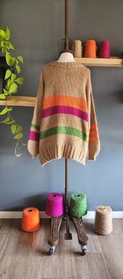 Sweater ALOHA Base camel / uva/ verde/ naranja - comprar online