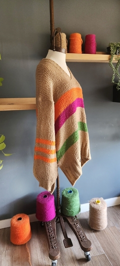 Sweater ALOHA Base camel / uva/ verde/ naranja - Pura Vida Sweaters