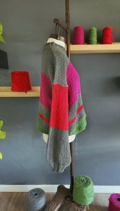 Sweater PLUTÓN Gris topo/ rojo/ verde menta/ uva