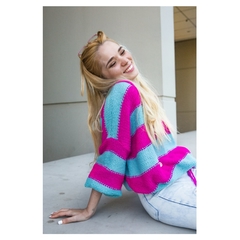 Sweater SUGAR Magenta/celeste - Pura Vida Sweaters