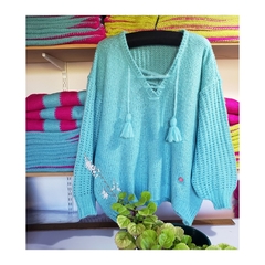 sweater Ponchón NUBE celeste - comprar online