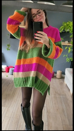 Sweater JALALLA camel/ magenta/naranja/ verde menta en internet