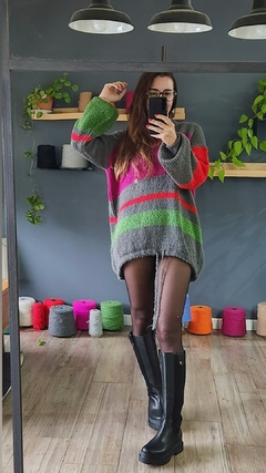 Imagen de Sweater PLUTÓN Gris topo/ rojo/ verde menta/ uva