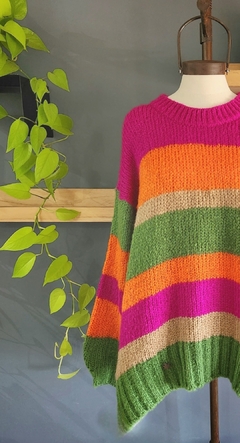 Sweater JALALLA camel/ magenta/naranja/ verde menta - Pura Vida Sweaters