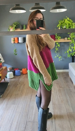 Imagen de Sweater SHIVA (Camel/cereza/verde menta)