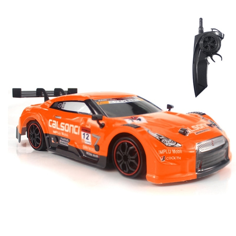 Carrinho de controle remoto tração nas quatro rodas Drift recarregável com  luz Led carro esportivo Nissan GTR presente para crianças