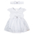 BODY VESTIDO DE BEBÊ MALHA COM TULE LISTRADO BRANCO + FAIXA HG20162A