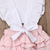 ROMPER JARDINEIRA LUXO BRANCO/ROSA BEBÊ MENINA LC0053 - Le Catito Baby