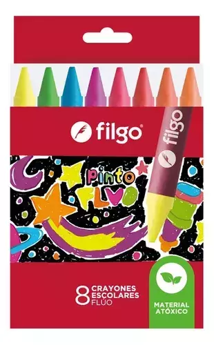CRAYONES FILGO DE CERA FLUO X 8