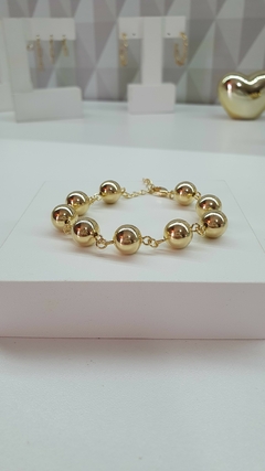 Pulseira de bolinhas lisas, em banho ouro 18k. - comprar online