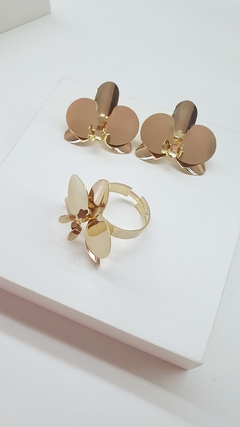 Anel ORQUÍDEA REGULÁVEL, banho ouro 18K. - comprar online