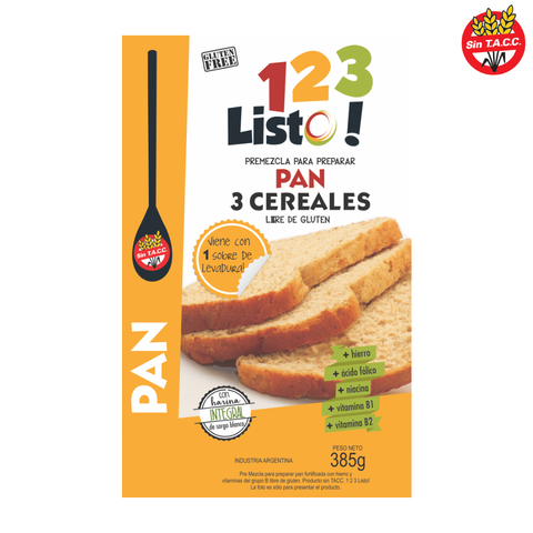 Premezcla para preparar Pan 3 cereales 123 LISTO!