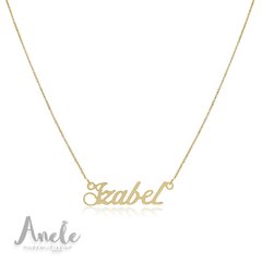 COLAR COM NOME IZABEL BANHADO A OURO 18K SEMIJOIA ANTIALÉRGICA