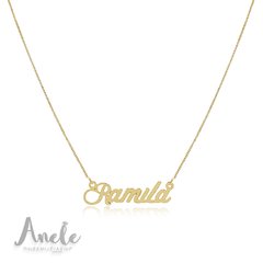 COLAR COM NOME RAMILA BANHADO A OURO 18K SEMIJOIA ANTIALÉRGICA